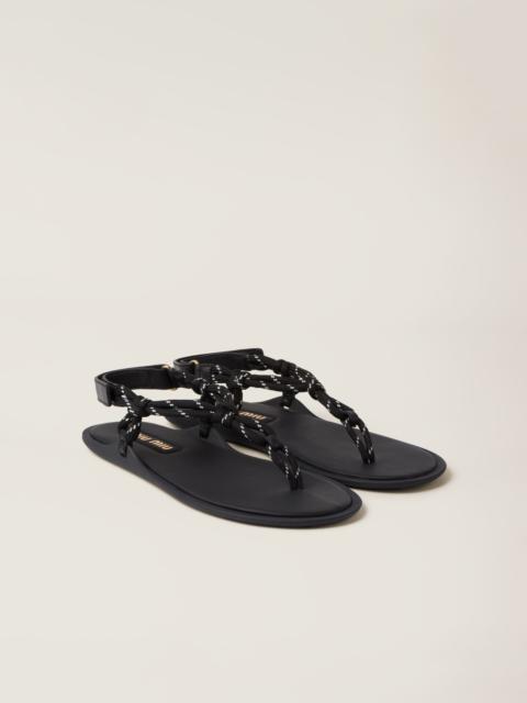 Cord and leather thong sandals