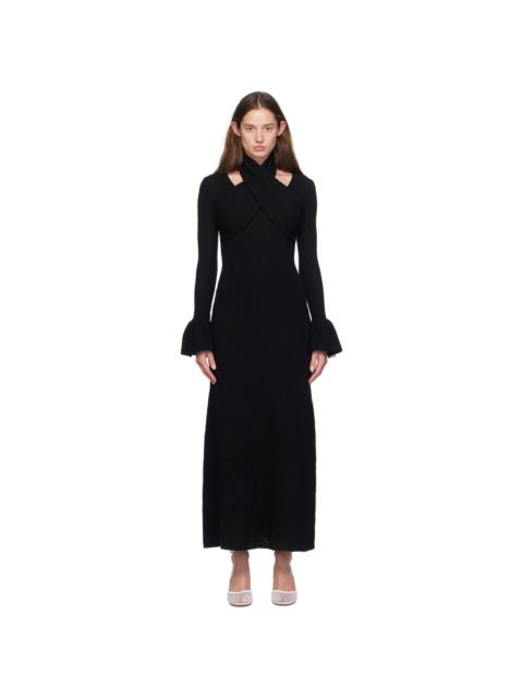 rokh Black Cross Knitted Maxi Dress