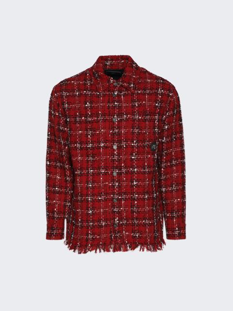 AMIRI Tweed Flannel Overshirt Red Rose