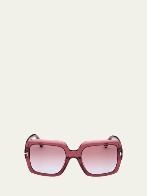 TOM FORD Kaya Beveled Acetate Square Sunglasses