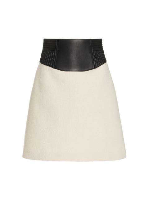 GABRIELA HEARST Felix Skirt in Ivory Recycled Cashmere Felt with Leather Waistband