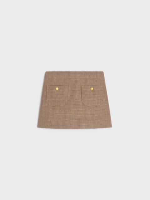 CELINE chelsea trapeze mini skirt in houndstooth wool