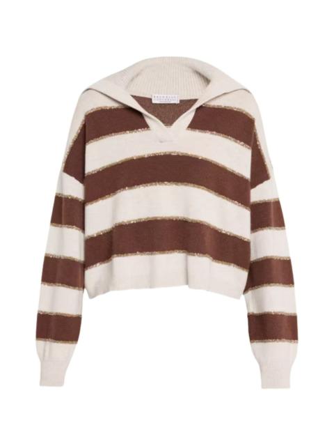 Brunello Cucinelli sequin-embellished striped sweater