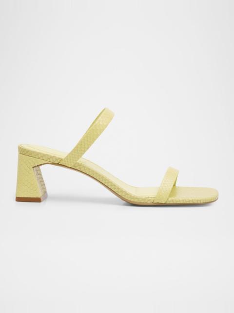 SIMKHAI Clara Debossed Leather Sandals