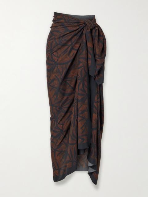 SARA CRISTINA Embellished Printed Voile Pareo