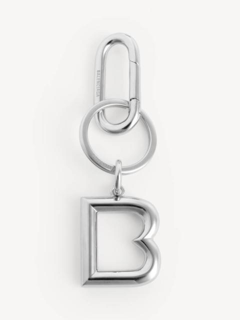 BALENCIAGA B Keychain in Shiny Silver