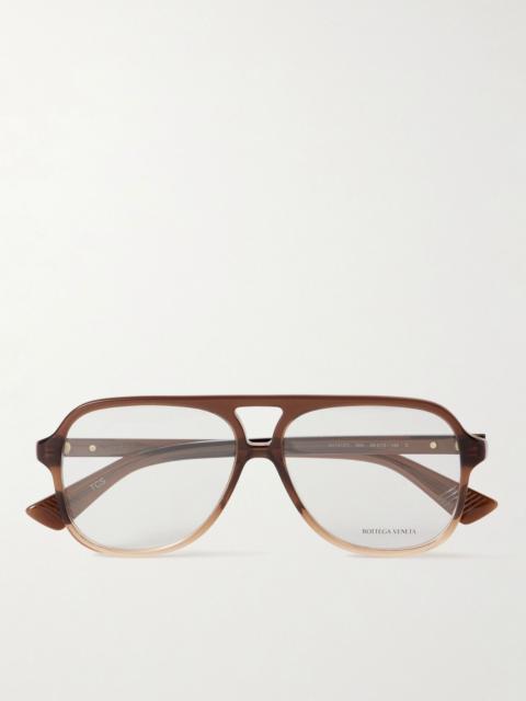 Bottega Veneta Ribbon aviator-style acetate optical glasses Brown