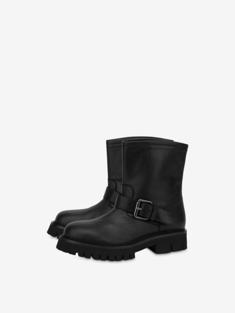 Moschino CALFSKIN BIKER ANKLE BOOTS