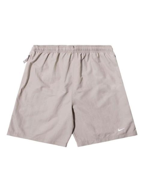 Nike Men's Nike Swoosh Logo Embroidered Solid Color Loose Shorts Brown DM4400-245