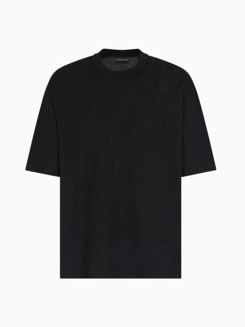 ASV OVERSIZED T-SHIRT IN LYOCELL-BLEND JERSEY WITH OVERSIZED FLOWER EMBROIDERY