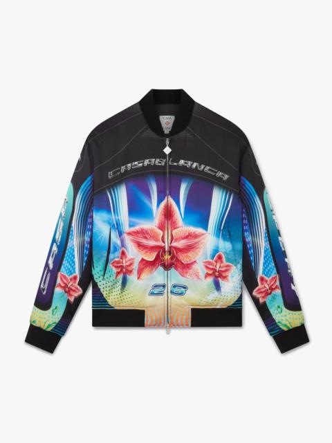 CASABLANCA Orchid Racer Printed Silk Bomber Jacket