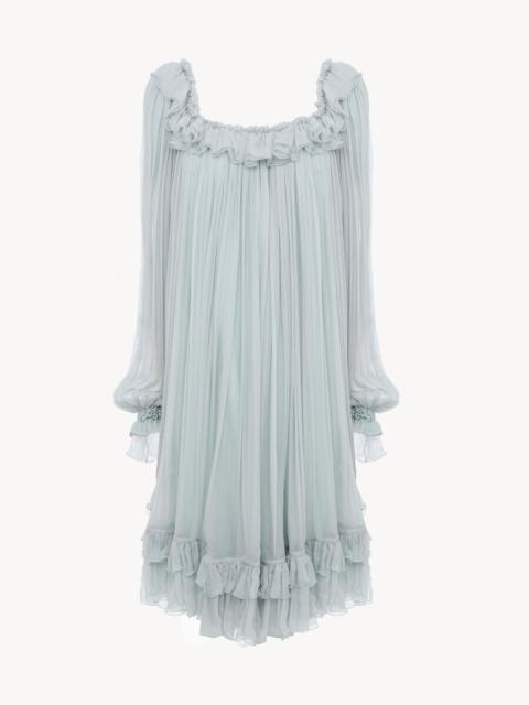 Chloé GATHERED MINI DRESS IN SILK MOUSSELINE