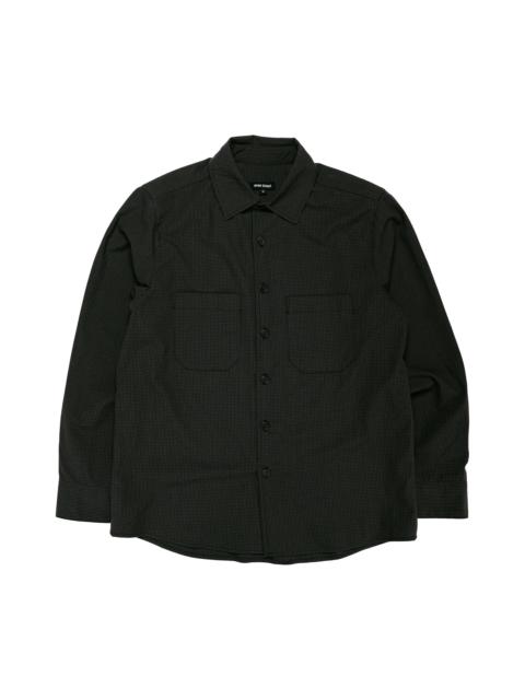 evan kinori Two Pocket Shirt Worsted Wool Check Olive/Black