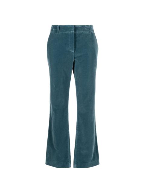 La DoubleJ velvet-finish cotton cropped trousers