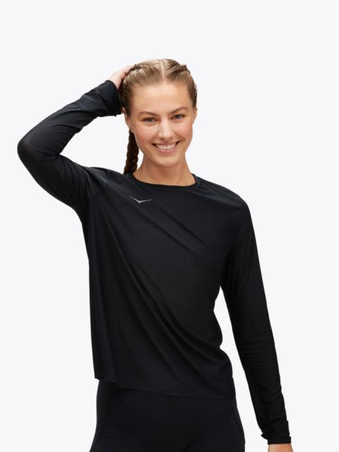 HOKA Women's Airolite Run Long Sleeve Shirt in Black