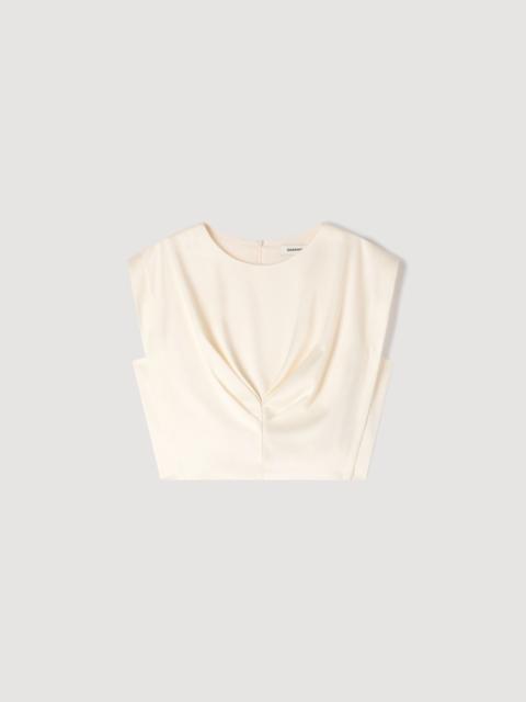 Sandro PLEATED SATIN CROP TOP