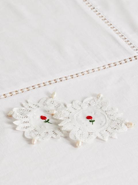 Gohar World Set Of Two Pearl-embellished Embroidered Cotton-lace Coasters