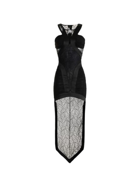 ELISABETTA FRANCHI floral-lace train dress