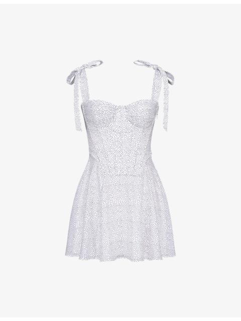 House of CB Ariella Polka-Dot Chiffon Mini Dress