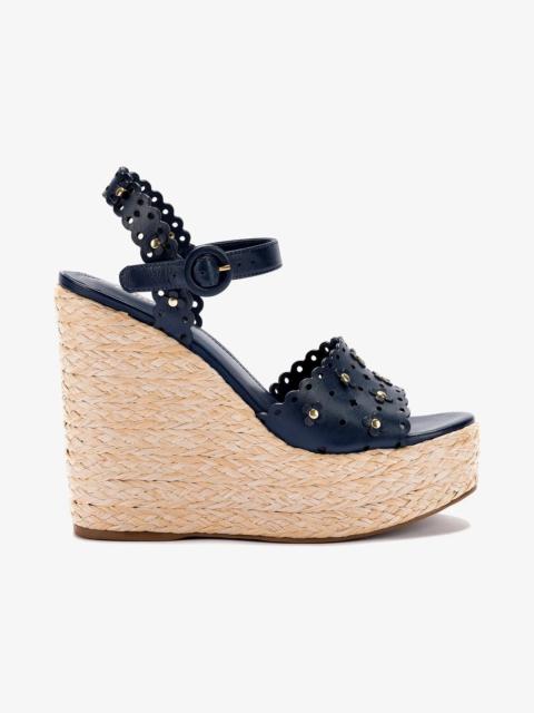 Jasmine Wedge In Navy Leather