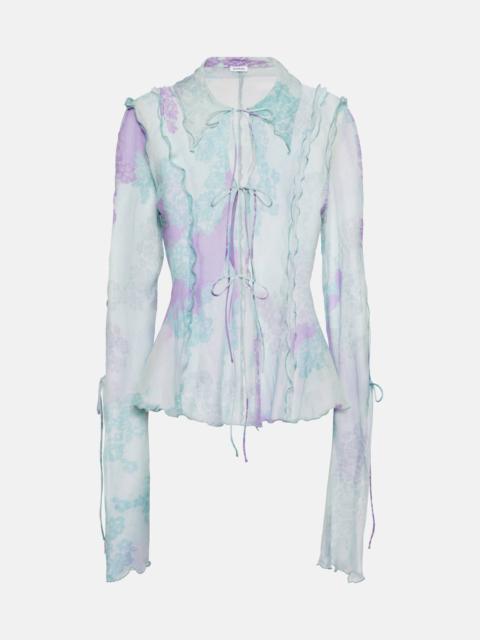 Acne Studios Printed cotton and silk chiffon top