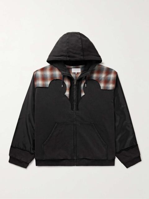 + Pendelton Panelled Cotton-Jersey, Checked Virgin Wool-Flannel and Shell Zip-Up Hoodie