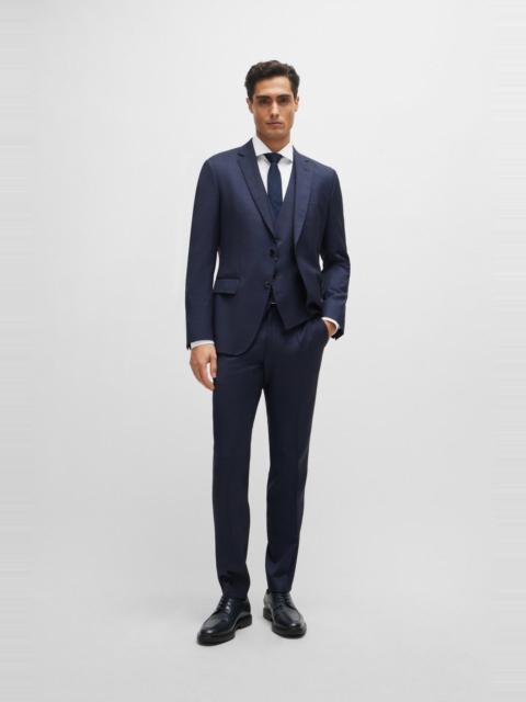 BOSS THREE-PIECE SLIM-FIT SUIT IN PATTERNED STRETCH WOOL