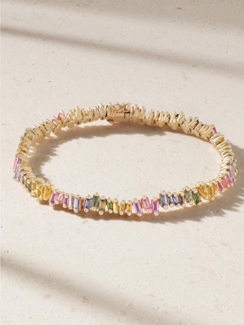 SUZANNE KALAN 18-karat Rose-gold Sapphire Tennis Bracelet