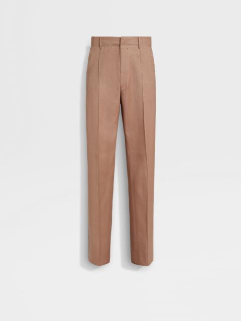 ZEGNA LIGHT BROWN OASI LINO PANTS