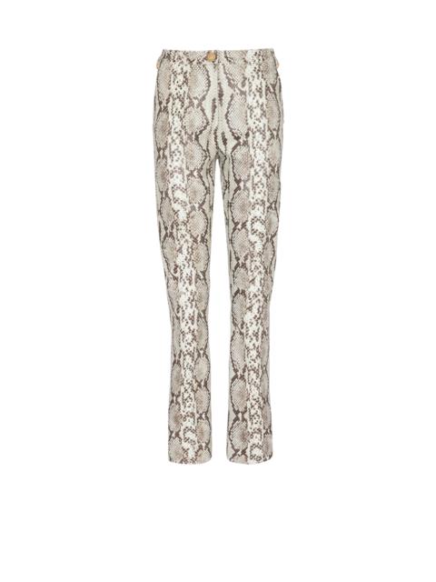 Snakeskin-effect leather trousers