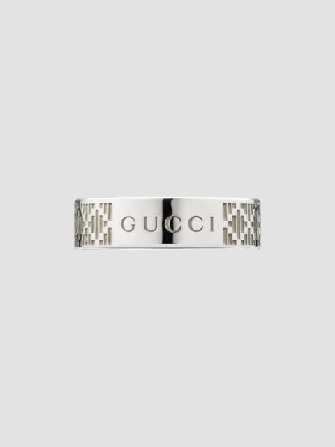 GUCCI Men's Diamante Sterling Silver Band Ring - Silver