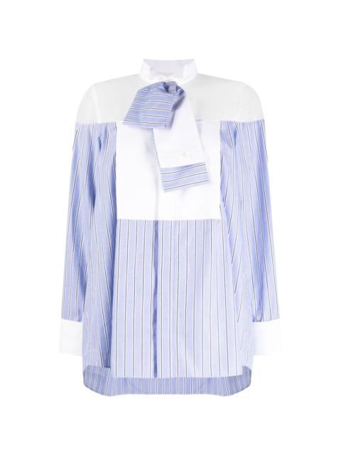 striped panelled cotton shirt