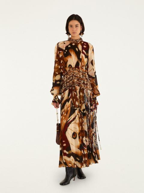 FARM RIO Borbofly Long Sleeve Macrame Maxi Dress