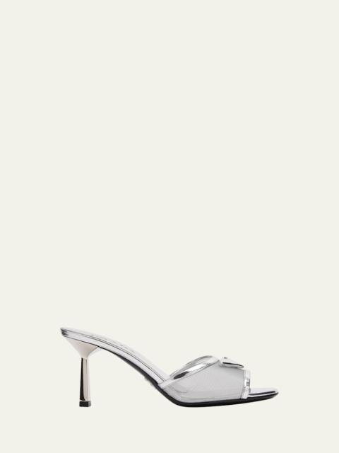 Prada 75mm Metallic Leather Mesh Sandals