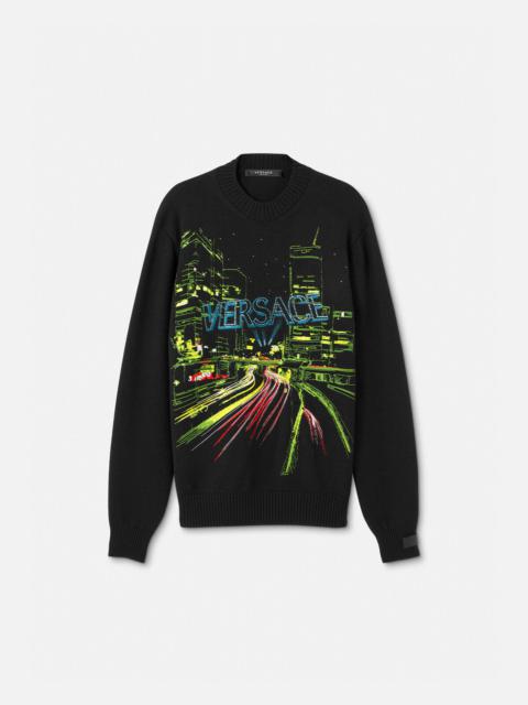 Embroidered City Lights Sweater
