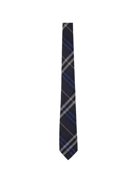Burberry Navy Check Silk Tie