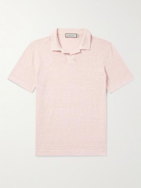 Canali Slim-Fit Linen Polo Shirt Pink