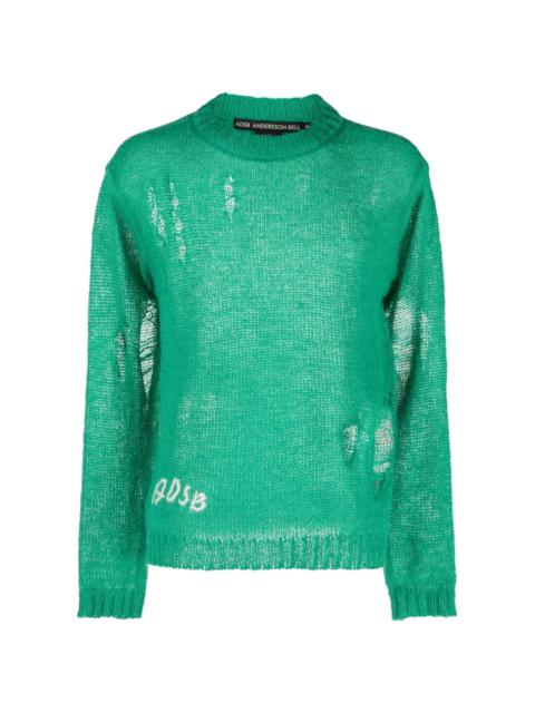 Andersson Bell logo-embroidered distressed-finish jumper
