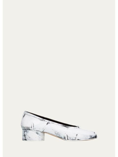 Maison Margiela 35mm Tabi Painted Leather Ballerina Pumps