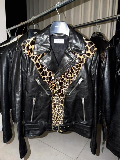 SAINT LAURENT Saint Laurent Paris FW14 Leopard Patchwork Calfskin Jacket by Hedi Slimane