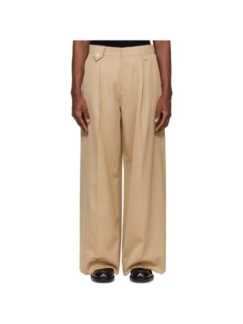 Simone Rocha Beige Wide Leg Belt Loop Tab Trousers