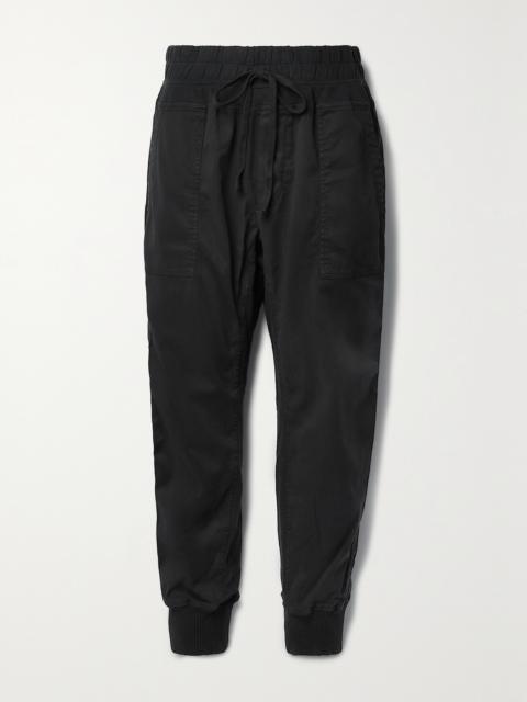 JAMES PERSE Jersey-trimmed Cotton-gabardine Track Pants