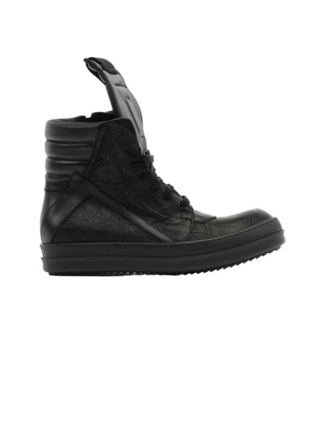 Rick Owens GEOBASKET PADDED ZIP-FASTENING HIGH-TOP SNEAKERS (BLACK)