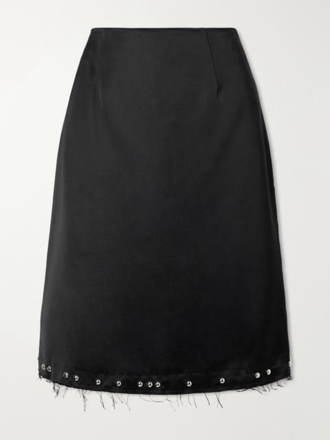 WALES BONNER Iris Studded Frayed Satin Skirt