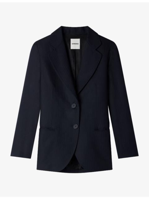 Sandro Striped Slim-Fit Wool-Blend Blazer