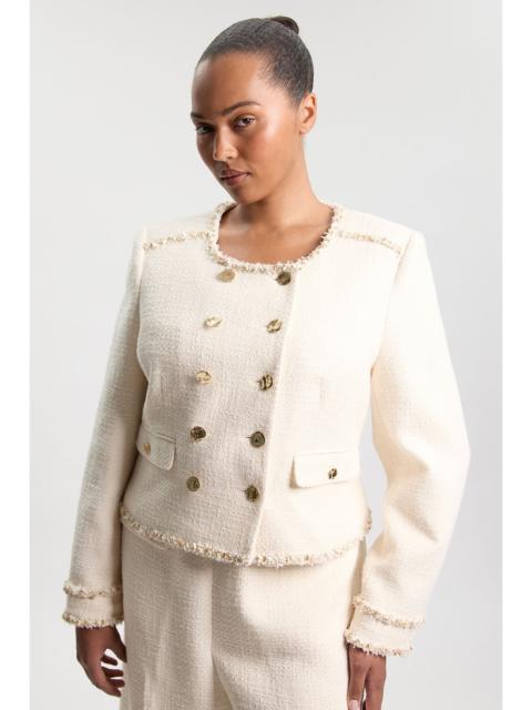 KAREN MILLEN Plus Size Tweed Embellished Trim Tailored Jacket
