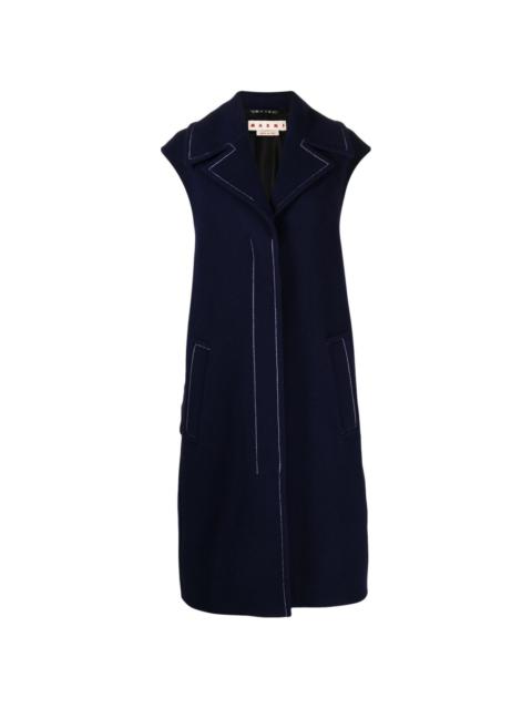 contrast-stitching single-breasted gilet coat