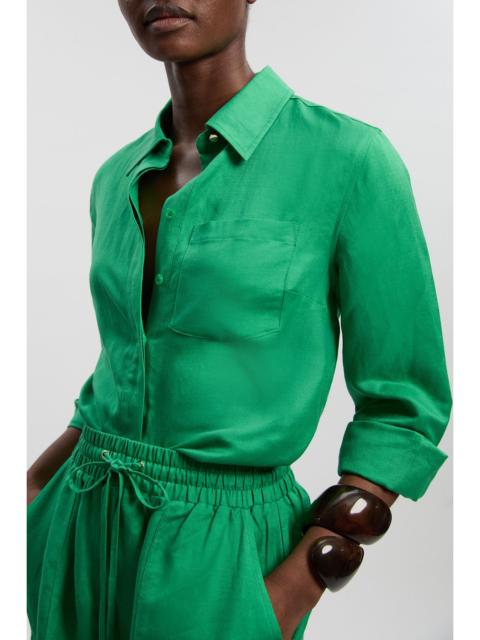 KAREN MILLEN Viscose Linen Woven Long Sleeve Shirt