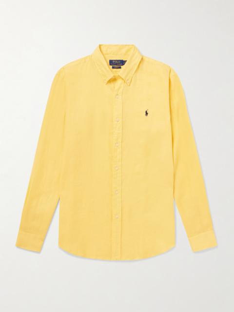 Polo Ralph Lauren Button-Down Collar Logo-Embroidered Linen Shirt