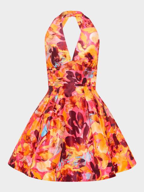 REBECCA VALLANCE Gardenia Pleated Fit-&-Flare Mini Dress